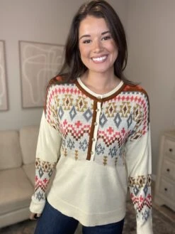 Mixed Print Sweater | S-3X