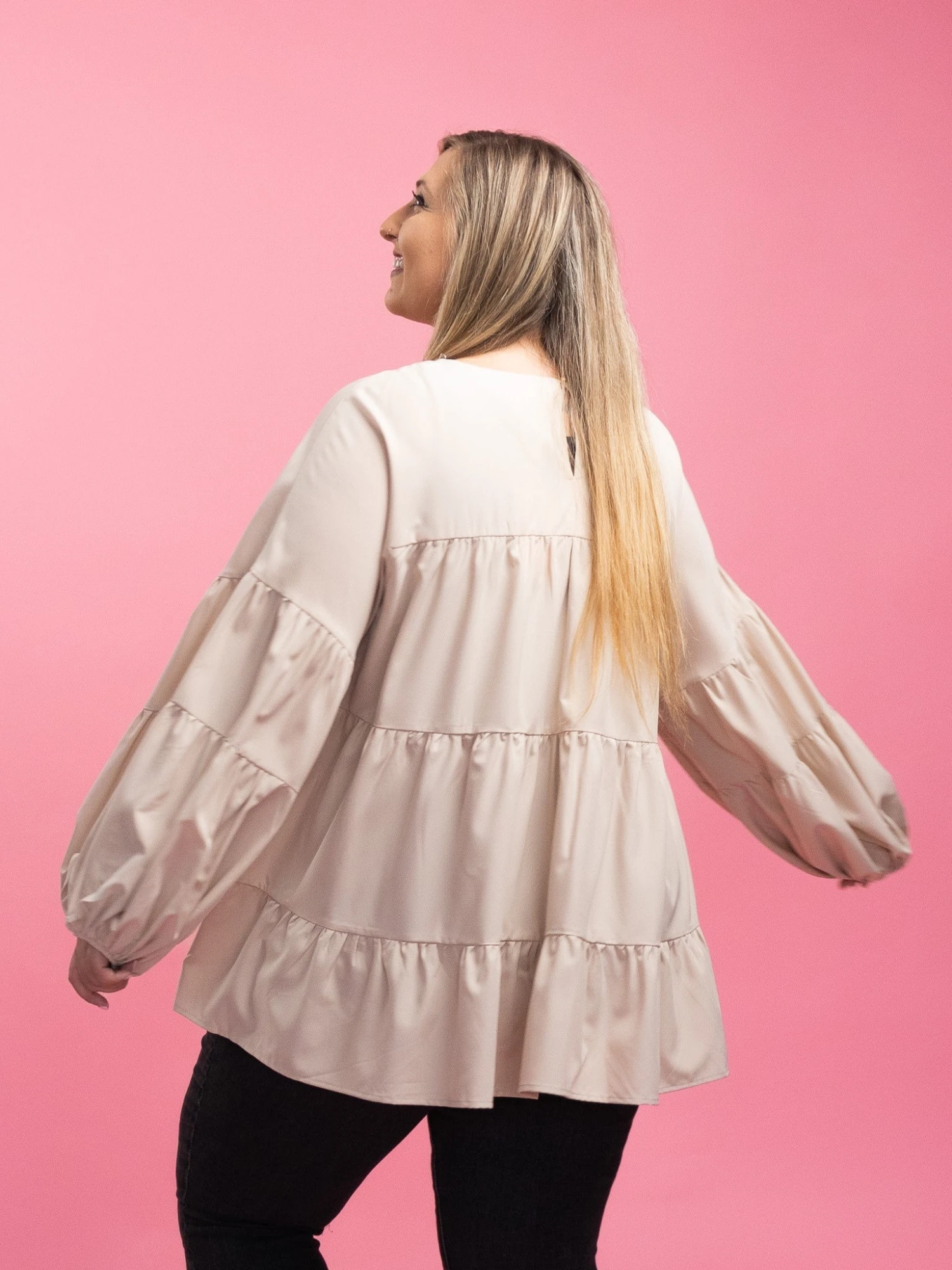 Long Sleeve Round Neck Tiered Top | S - 3X 7 Long Sleeve Round Neck Tiered Top | S - 3X - Image 7