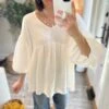 Bubble Sleeve Mineral Wash Top | S-L
