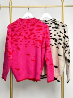 Abstract Print Mock Neck Tunic Long Sleeve Sweater | S-L