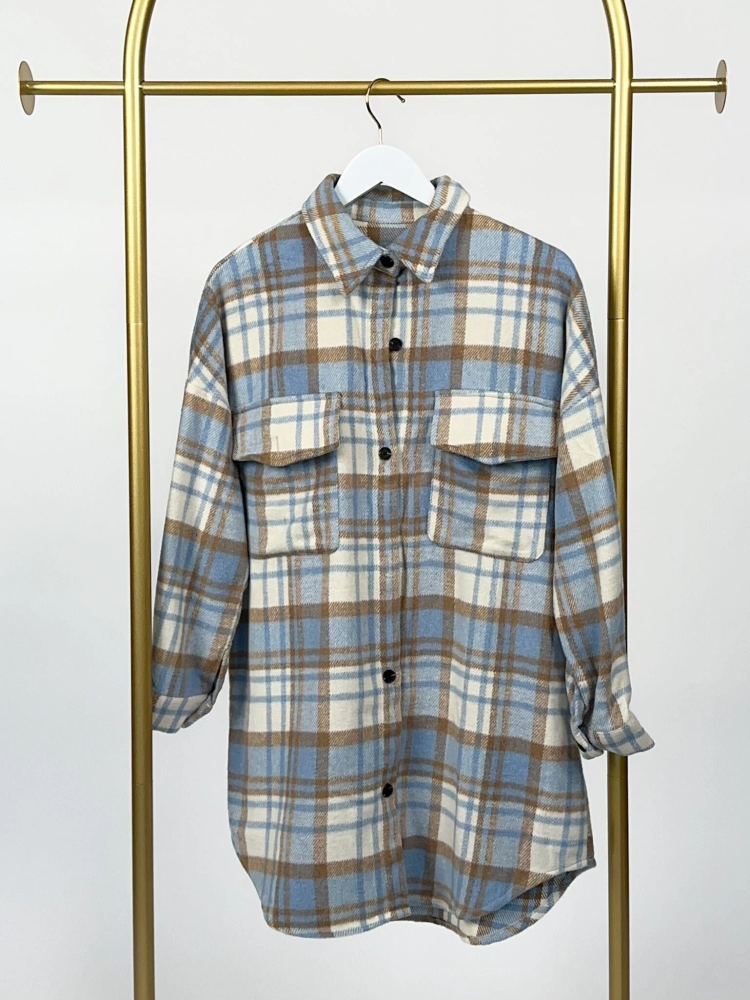 Plaid Button Down Long Sleeve Shacket W/ Flap Pockets | S - 2XL 2 Plaid Button Down Long Sleeve Shacket W/ Flap Pockets | S - 2XL - Image 2