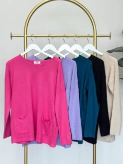 Zenana Dream Knit Sweater W/ Front Pockets | S/M - L/XL