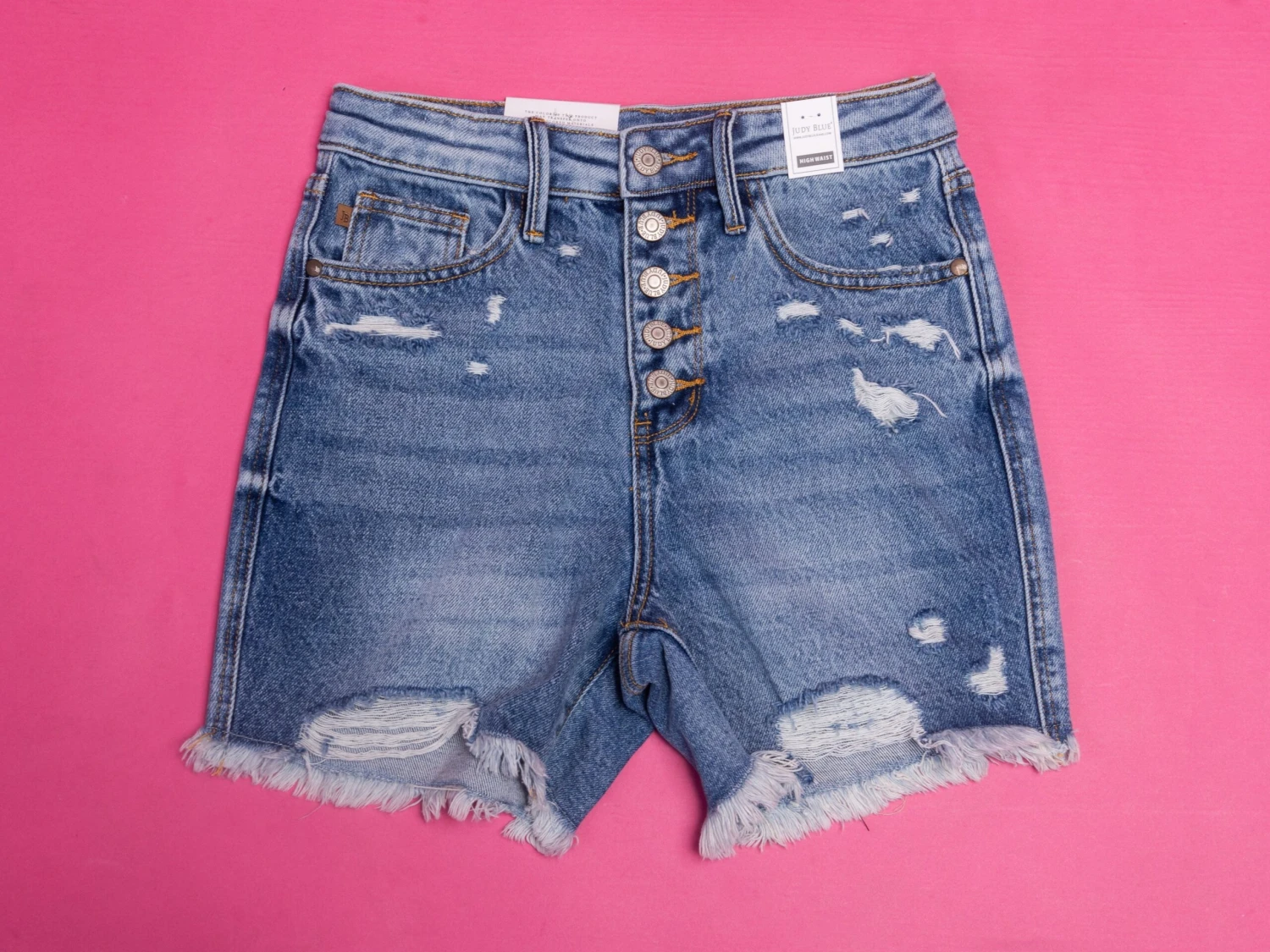 Judy Blue High Waist Magic Destroy Button Fly Cut Off Shorts | S-3X 2 Judy Blue High Waist Magic Destroy Button Fly Cut Off Shorts | S-3X - Image 2