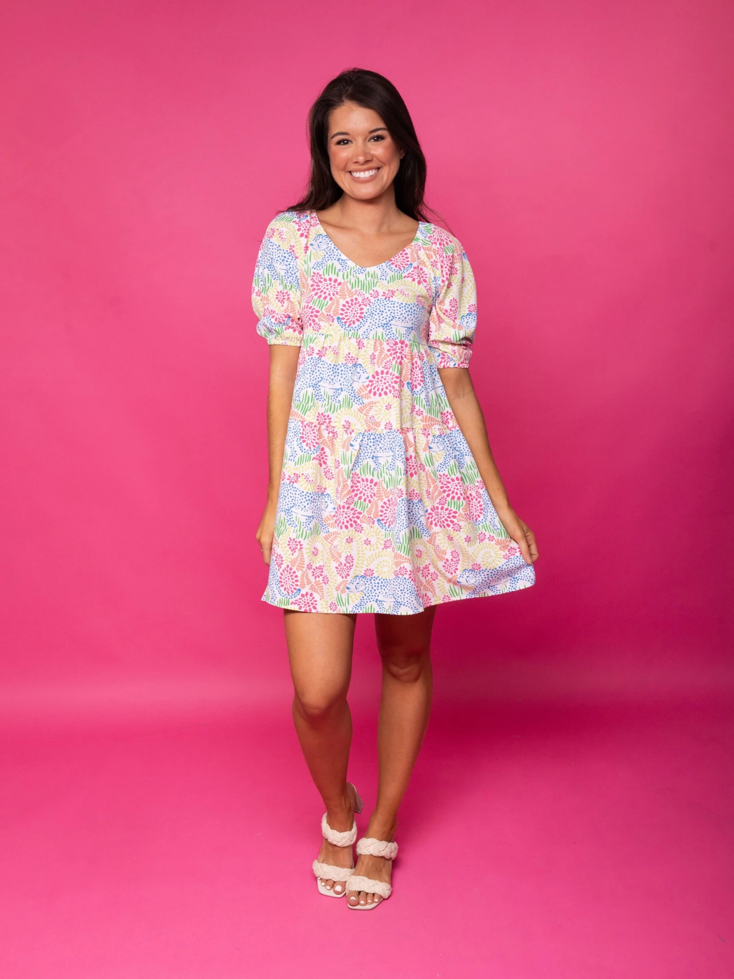 Sophia Leopard Print V Neck Mini Dress | S-L 1 Sophia Leopard Print V Neck Mini Dress | S-L