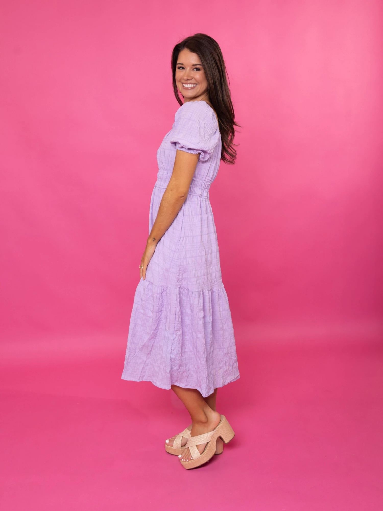 Smocked Waist Square Neck Puff Sleeve Dress | S - 3XL 3 Smocked Waist Square Neck Puff Sleeve Dress | S - 3XL - Image 3