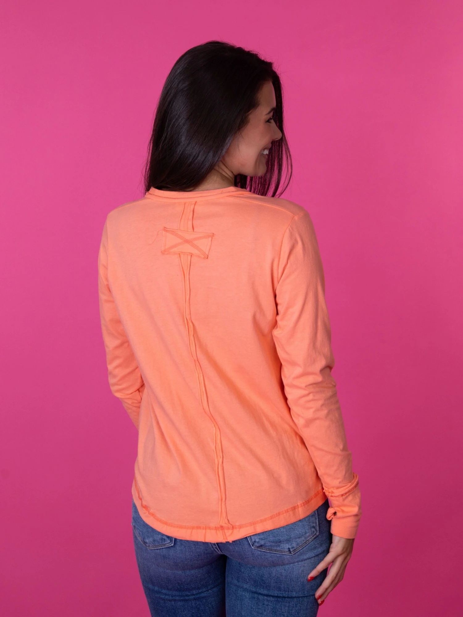 Zenana Long Sleeve Henley Top W/ Thumb Hole Cuffs | S-L 4 Zenana Long Sleeve Henley Top W/ Thumb Hole Cuffs | S-L - Image 4