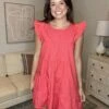 Short Ruffle Poplin Sleeve Tiered Dress | S-2XL