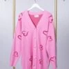 Heart Pattern Button Down Knitted Cardigan | S - 3X
