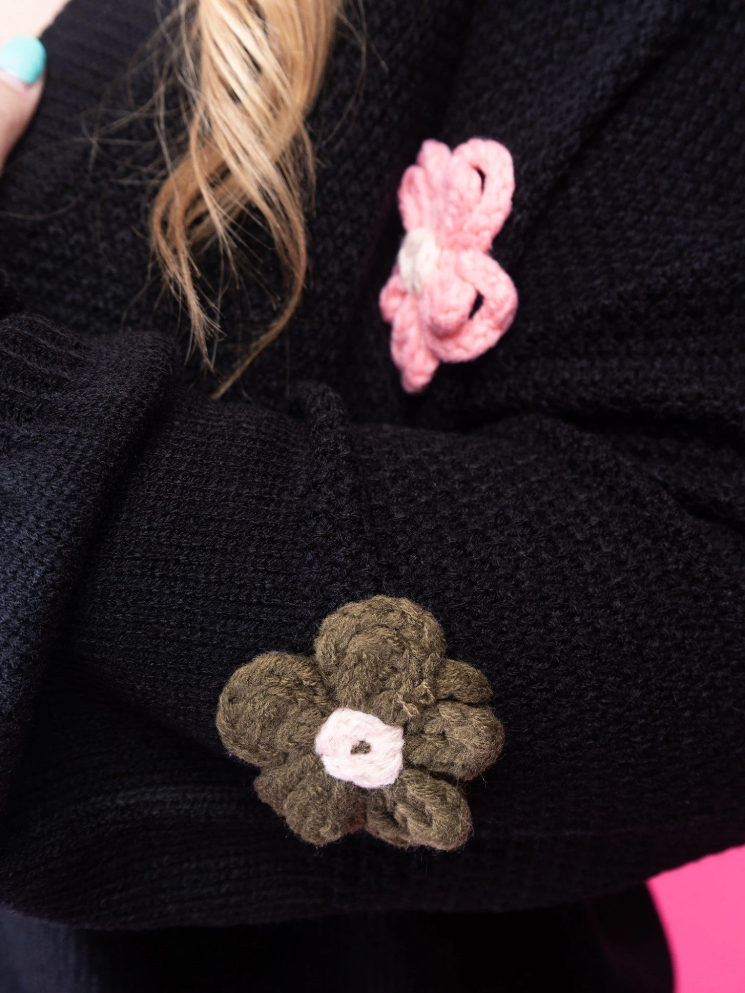 Floral Appliqué Drop Shoulder Open Front Cardigan | S-XL 3 Floral Appliqué Drop Shoulder Open Front Cardigan | S-XL - Image 3