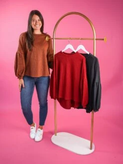 Knit Jacquard Puff SleeveTop | S - XL