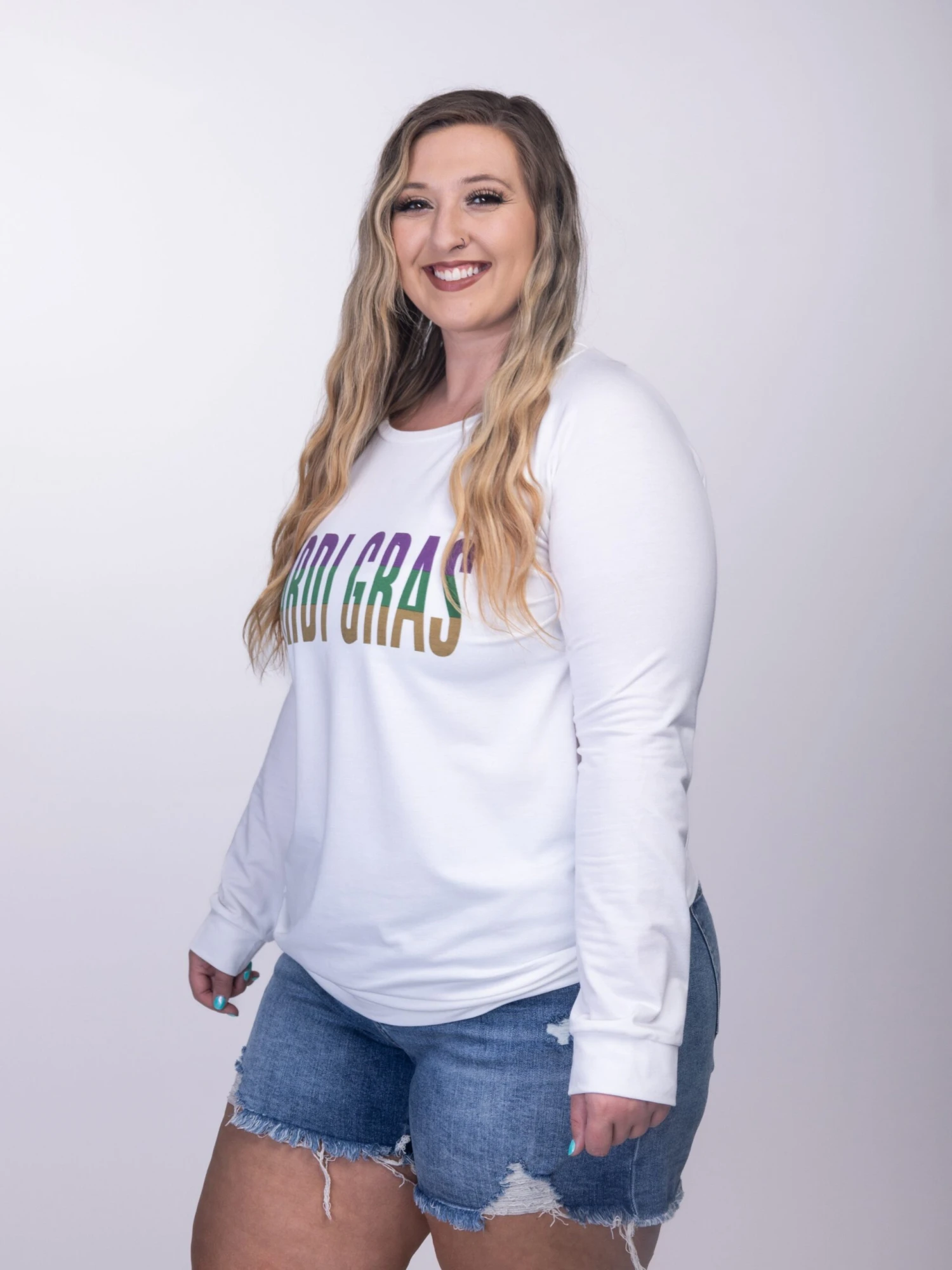 Mardi Gras Boat Neck Long Sleeve Top | S - XL Mardi Gras *Final Sale* 2 Mardi Gras Boat Neck Long Sleeve Top | S - XL Mardi Gras *Final Sale* - Image 2