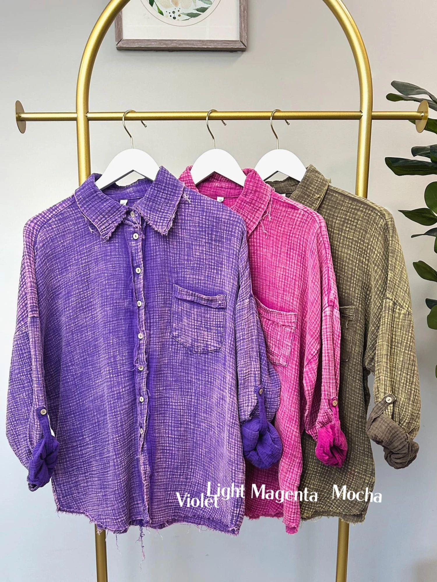 Zenana Washed Double Gauze Button Down Top | S - L 1 Zenana Washed Double Gauze Button Down Top | S - L