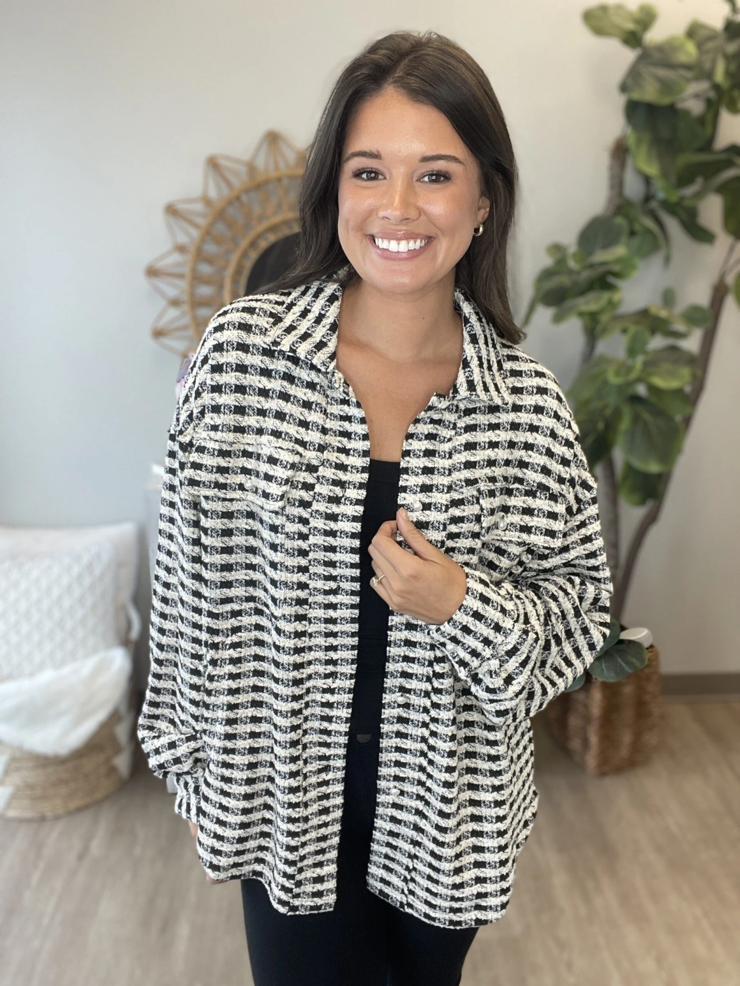 Check Knit Shacket | S - 3X 2 Check Knit Shacket | S - 3X - Image 2