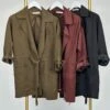 Be Cool Carmen Drawstring Waist Collared Trench Jacket W/ Pockets | S - L