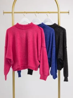 Zenana Luxe Hacci Long Sleeve Round Neck Sweater | S/M - L/XL