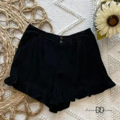 Ruffle Hem Shorts With Pockets *Final Sale*