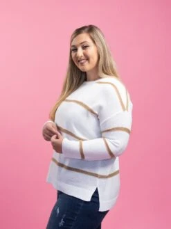 Long Sleeve Crewneck Striped Sweater | 1X-3X -Discount Divas Shop HXF1ZT5ACnNJhl5WcVuEky2q6EczfRQf7rY5E3MB