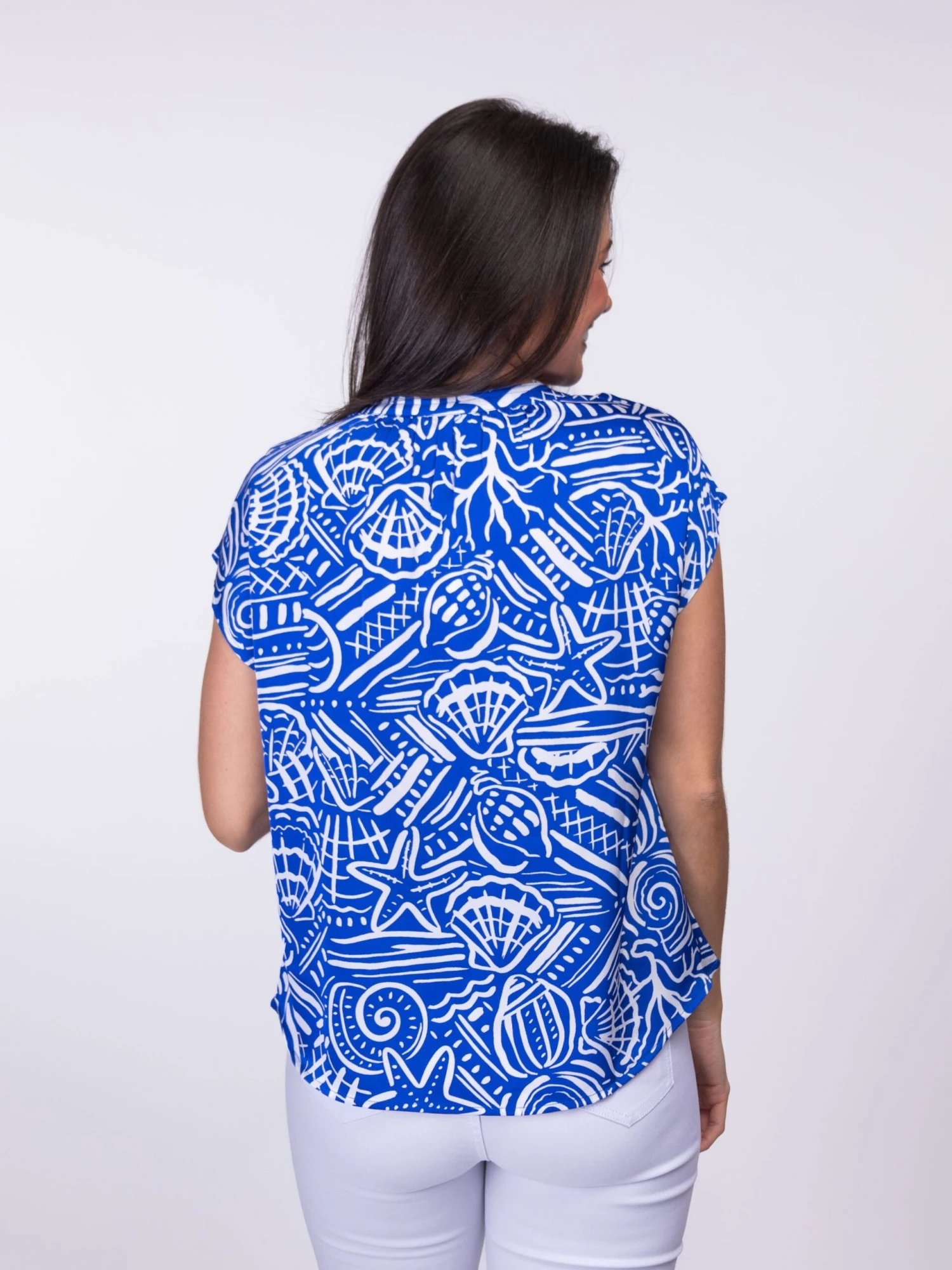 Short Sleeve V Neck Seashell Print Top | S-L 4 Short Sleeve V Neck Seashell Print Top | S-L - Image 4