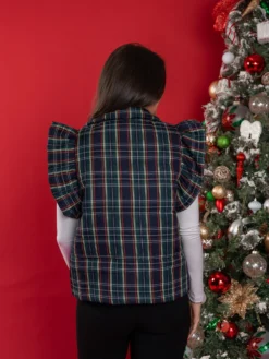 Plaid Print Button Up Vest W/ Ruffle Shoulders | S - 2X -Discount Divas Shop I9y4JqpbiXK6E9wObiBGai3Ugr3bTpI3gDpCQfAd