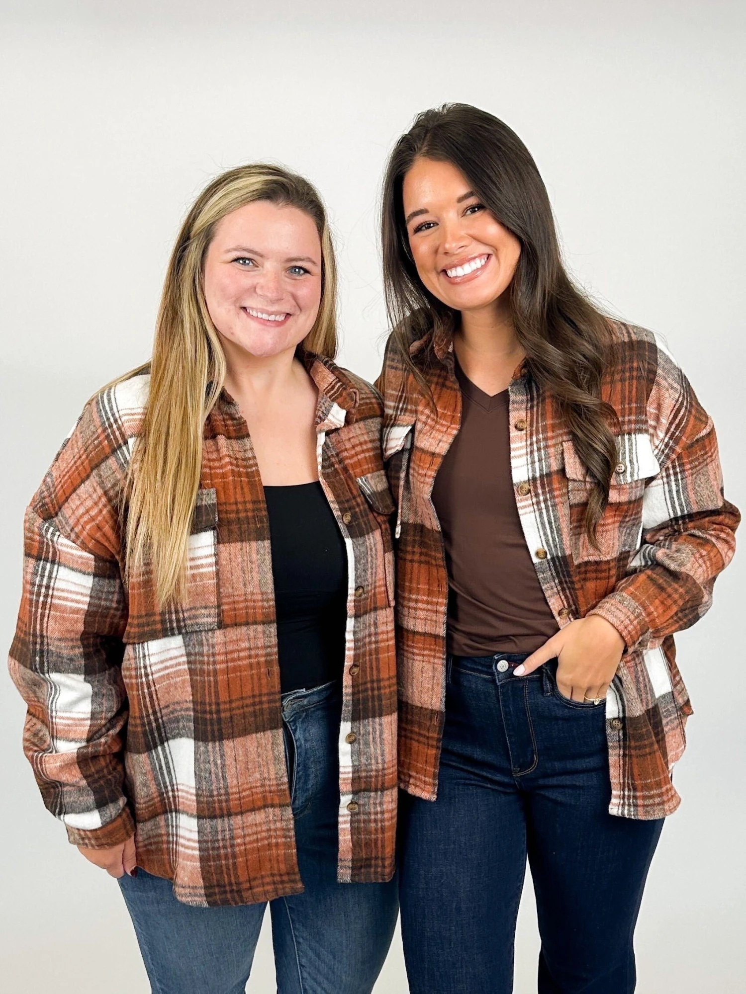 Plaid Button Down Collared Long Sleeve Shacket W/ Flap Pockets | S - 2XL 1 Plaid Button Down Collared Long Sleeve Shacket W/ Flap Pockets | S - 2XL
