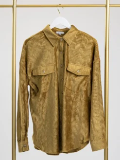 Long Sleeve Crinkle Velvet 2 Pocket Button-Down Shacket | S - 3X