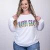 Mardi Gras Boat Neck Long Sleeve Top | S - XL Mardi Gras *Final Sale*
