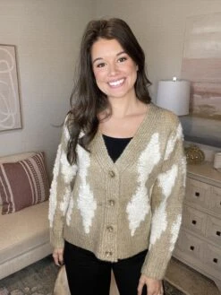 Diamond Pattern Sweater Cardigan | S-L *Final Sale*