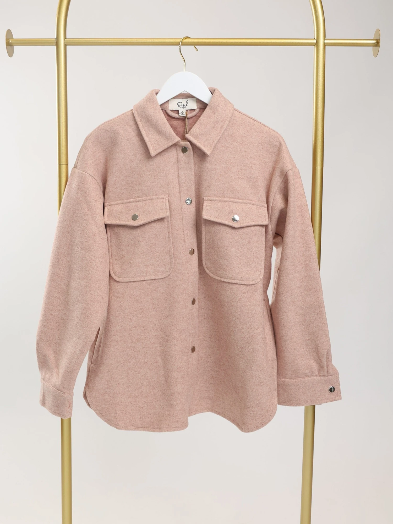 Button Down Long Sleeve Wool Shacket W/ Chest Pockets | S - L 1 Button Down Long Sleeve Wool Shacket W/ Chest Pockets | S - L