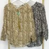 Print Tassel Tie Dolman Long Sleeve Top | S-L
