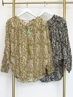 Print Tassel Tie Dolman Long Sleeve Top | S-L