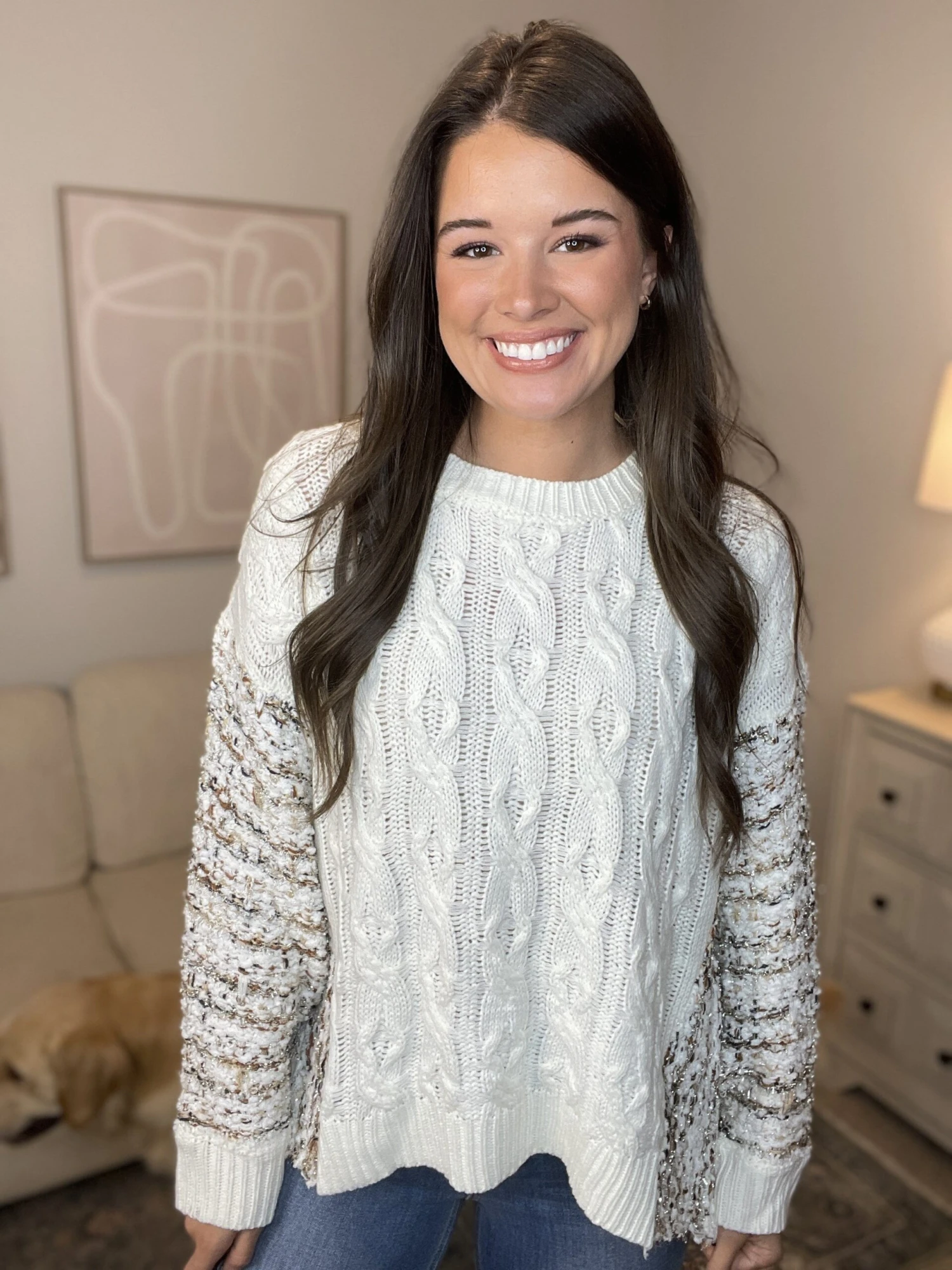 Multicolor Print Oversized Round Neck Knit Sweater | S/M- 2X/3X 1 Multicolor Print Oversized Round Neck Knit Sweater | S/M- 2X/3X