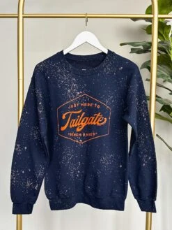 Navy Here To Tailgate Bleached Sweatshirt | S-3X