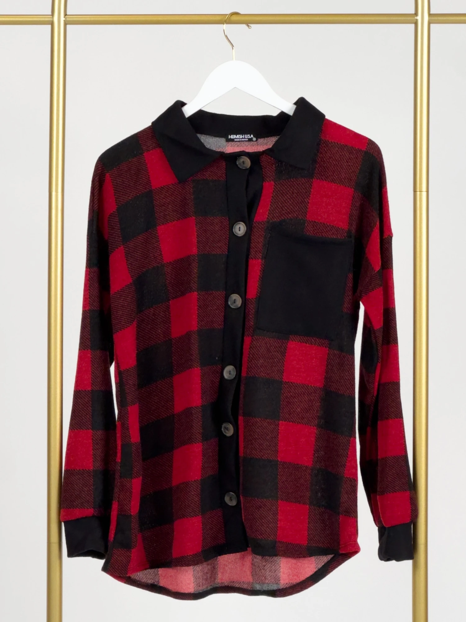 Plaid Collared Button Down Long Sleeve Shacket W/ Chest Pocket | S-3X 1 Plaid Collared Button Down Long Sleeve Shacket W/ Chest Pocket | S-3X