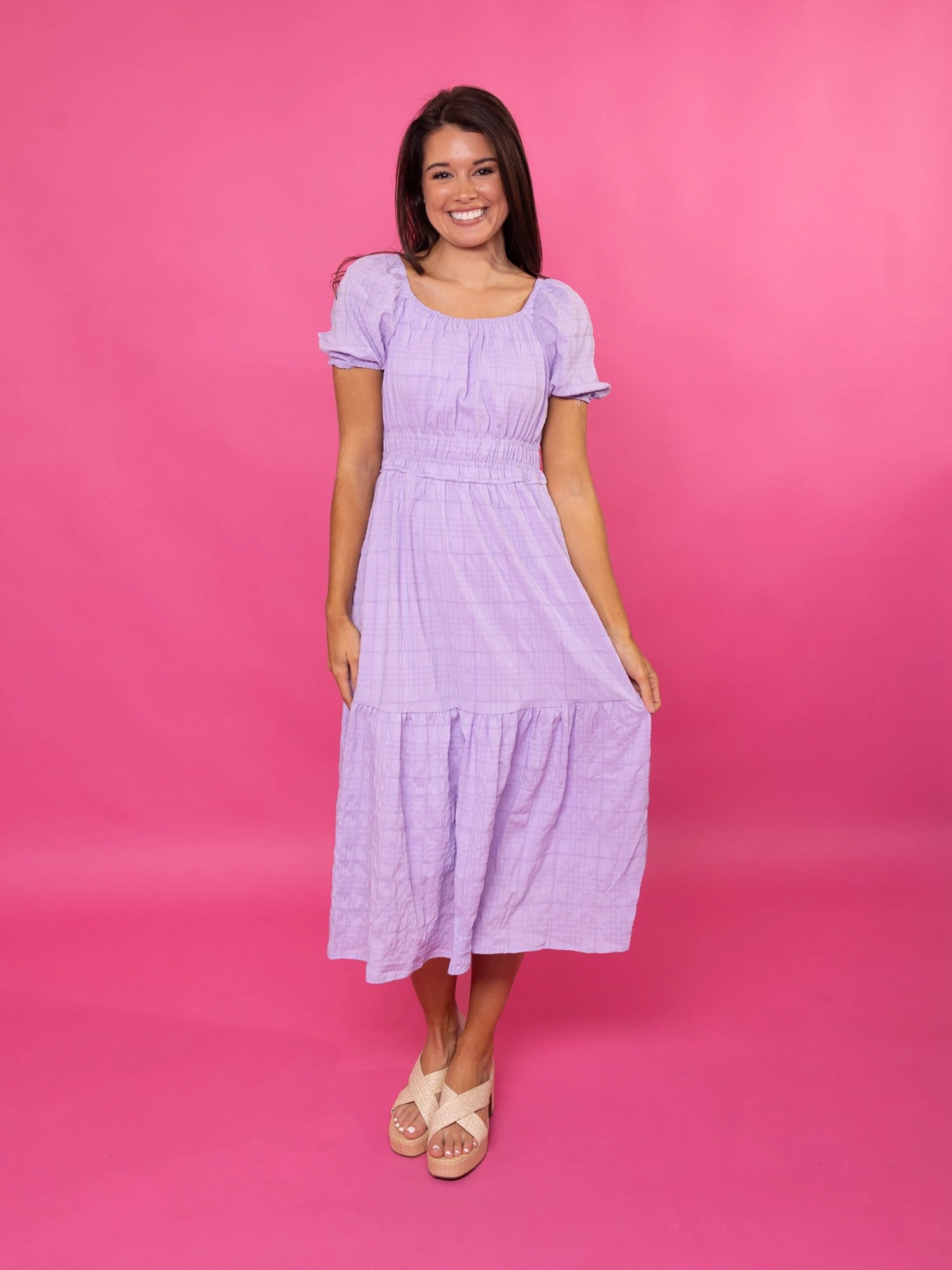 Smocked Waist Square Neck Puff Sleeve Dress | S - 3XL 2 Smocked Waist Square Neck Puff Sleeve Dress | S - 3XL - Image 2