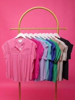 1/4 Button Short Sleeve Pleated Top | S - 3X -Discount Divas Shop RlxQaZhKYvpLjONr3dViXrzYvDTMW8umVQzleTCG