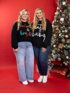 Merry And Bright Tinsel Lettering Long Sleeve Christmas Sweater | S-XL 5 Merry And Bright Tinsel Lettering Long Sleeve Christmas Sweater | S-XL -Discount Divas Shop RtCLXfFDVqKPf5LGijswej67WhqSN2zshOiHRO2R