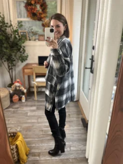 Plaid Open Front Coat | S-L