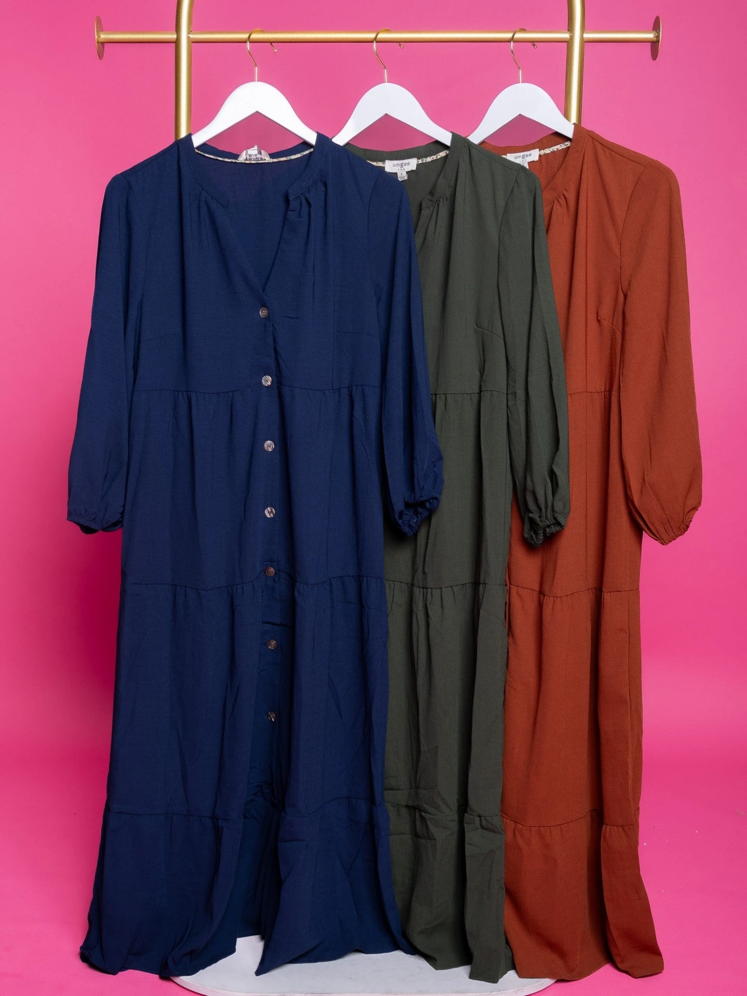 V-Neck Button Down Long Sleeve Midi Dress | S - L 1 V-Neck Button Down Long Sleeve Midi Dress | S - L