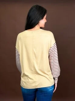 Colorblock Round Neck Top W/ Long Striped Bishop Sleeves | S - 2XL -Discount Divas Shop TeSbIer2zaHVNpuKyVfqwCe3YM71pq7BnuuZKPUh