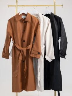 Raglan Sleeve Button Down Belted Collared Coat | S - L