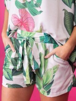 Lined Front Tie Hot Pink Leaf Print Shorts | S-3X Set W/ Sku49555 -Discount Divas Shop UoVQG9fKGjuBtemasPqXPl5MBNwCaKuDM9QO7jPM