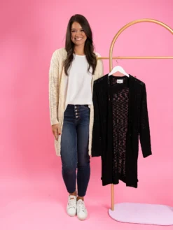 Open Front Long Sleeve Duster Knit Cardigan | S-3X