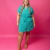 PRE-ORDER Blu Pepper Back Buttoned Belted Mini Dress | S-3X