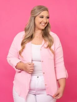 Zenana Double Gauze Button Down Rolled Sleeve Shirt | S - XL -Discount Divas Shop We2eosXL0bU2Q3npX0RfyxI0cCVigk2RMzSZNCui