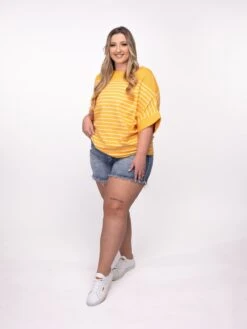 Getting There Soon Striped Top W/ Elbow Length Sleeves | S - 3X -Discount Divas Shop Weg1rvefwnOifBDpDtFjPZMzpm1F5veHF1VLhOrW