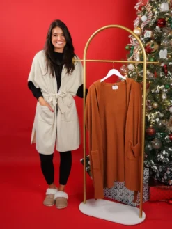 Short Sleeve Belted Cardigan W/ Pockets & Hood | S/M- M/L