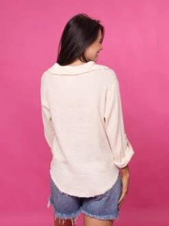 Zenana Double Gauze Button Down Rolled Sleeve Shirt | S - XL -Discount Divas Shop XuP5kc7rR6FtRvo4GyoJb5fOgc98FuqG1Yk6CsV4