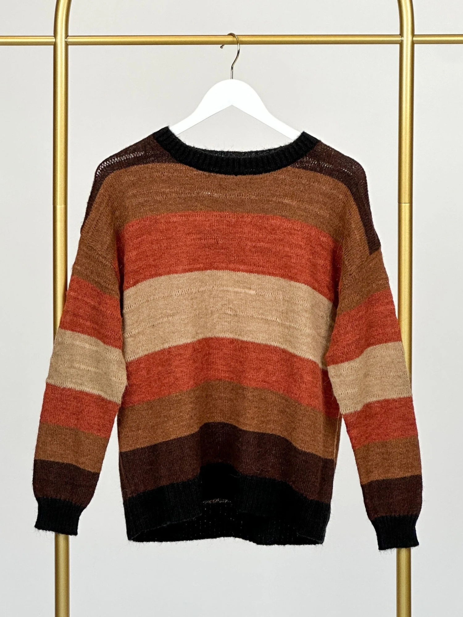 Multicolor Striped Boat Neck Long Sleeve Sweater | S - L 1 Multicolor Striped Boat Neck Long Sleeve Sweater | S - L