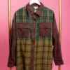 Raw Edge Long Sleeve Button Down Plaid Top | S-3X