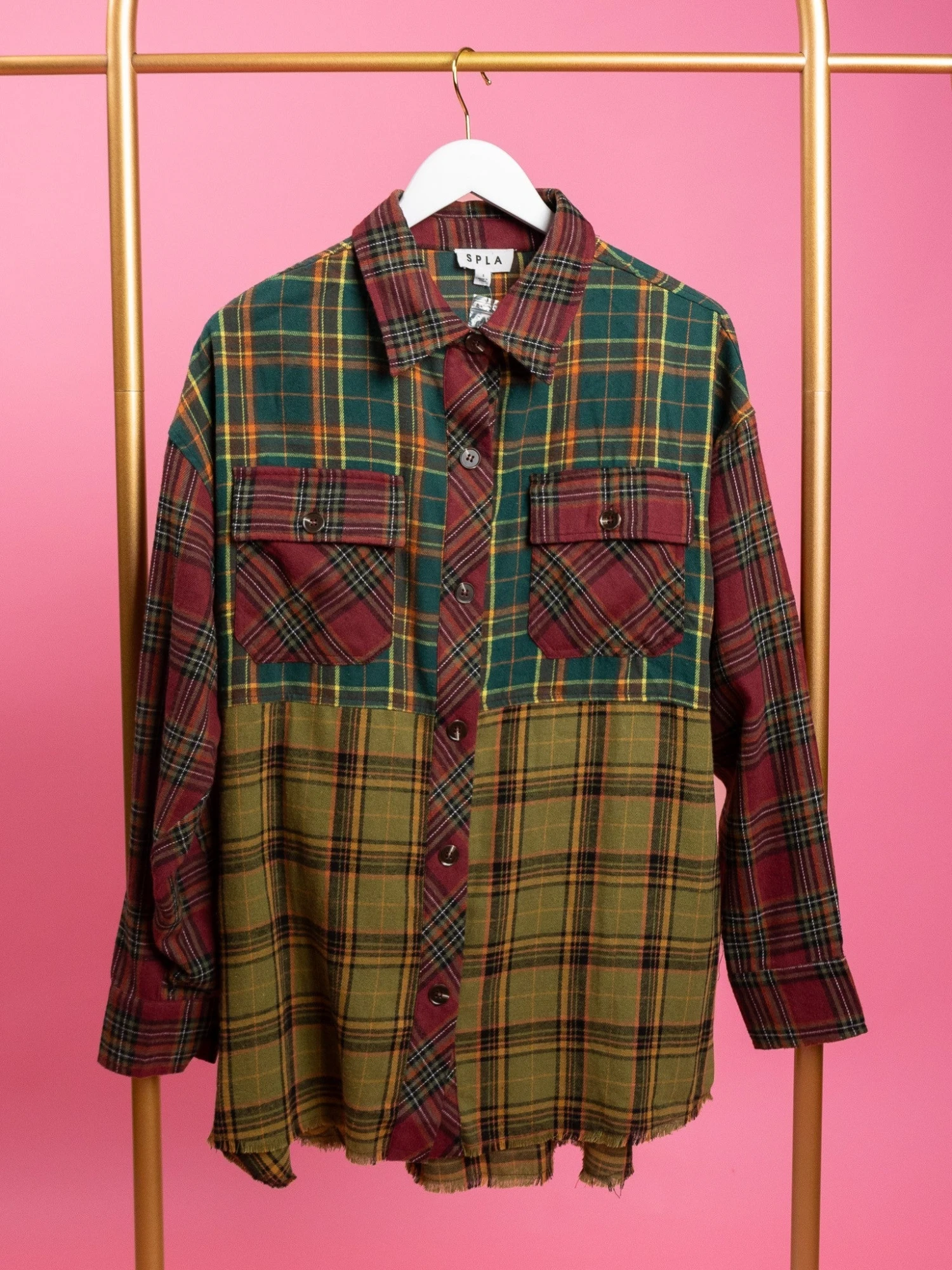 Raw Edge Long Sleeve Button Down Plaid Top | S-3X 1 Raw Edge Long Sleeve Button Down Plaid Top | S-3X